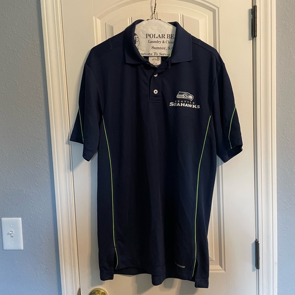 NFL Shirts Nwt Medium Seattle Seahawks Navy And Green Dry Fit Polo